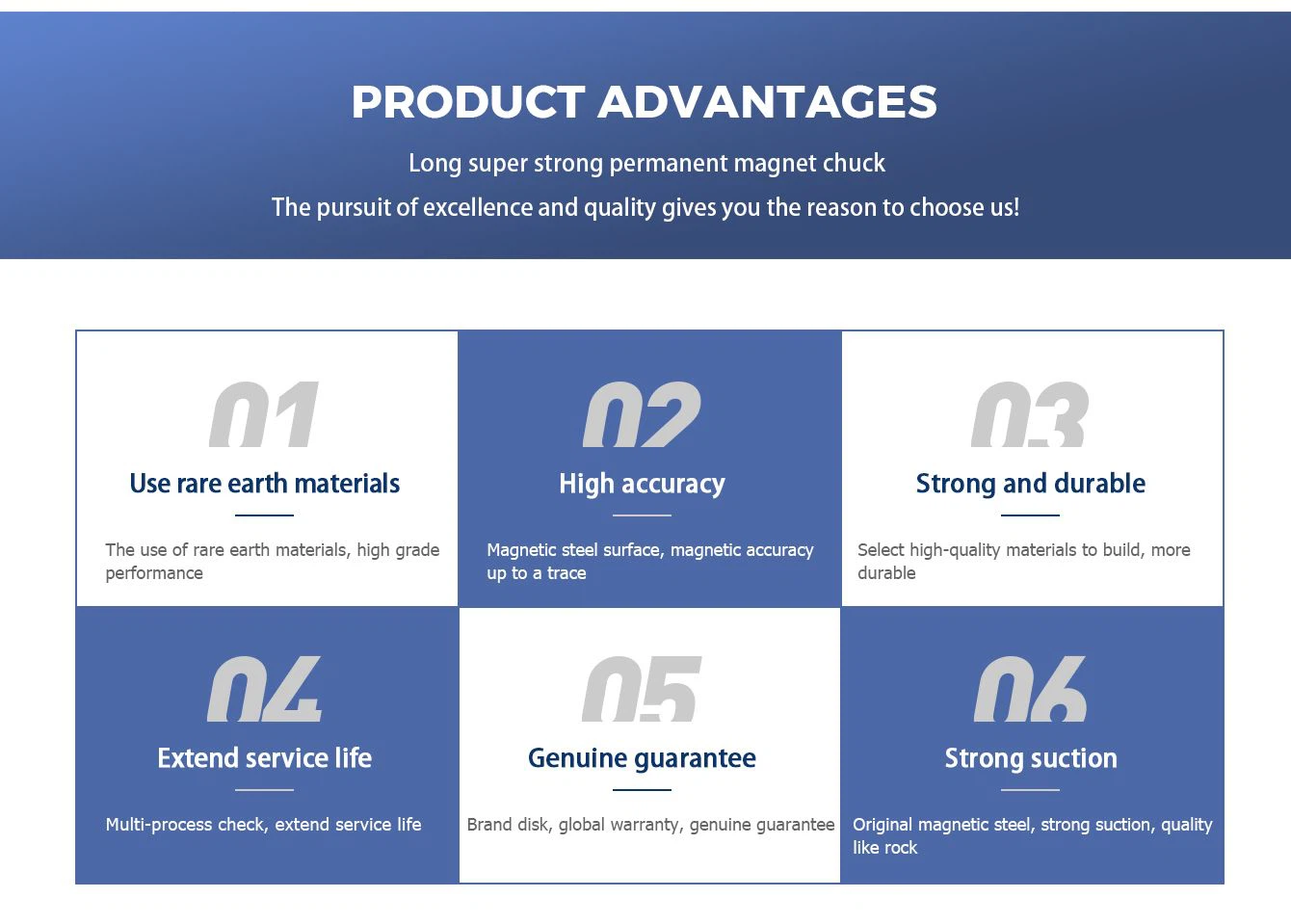 Long super strong permanent magnet chuck 6001